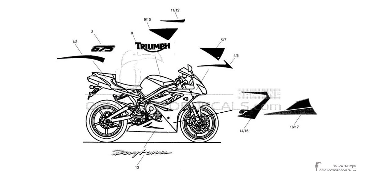 Aufkleber für Triumph DAYTONA 675 2010 - Weiss • Triumph OEM-Aufkleber