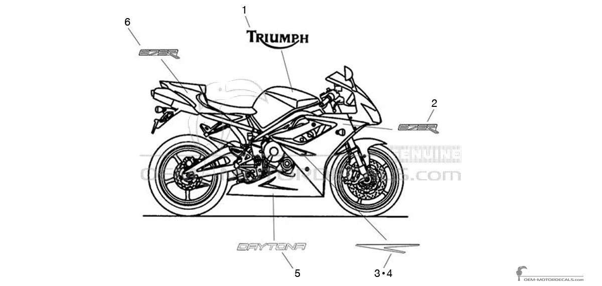 Pegatinas para Triumph DAYTONA 675R 2011 - Blanco • Triumph Pegatinas OEM