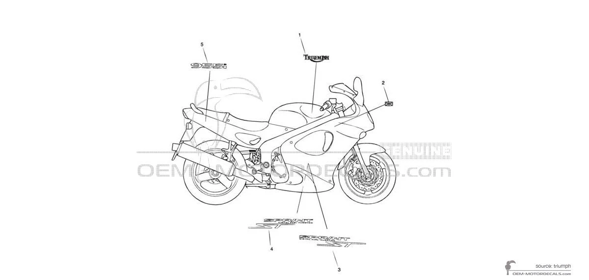 Adesivi per Triumph SPRINT ST 955i 2003 - Rosso • Triumph Adesivi OEM