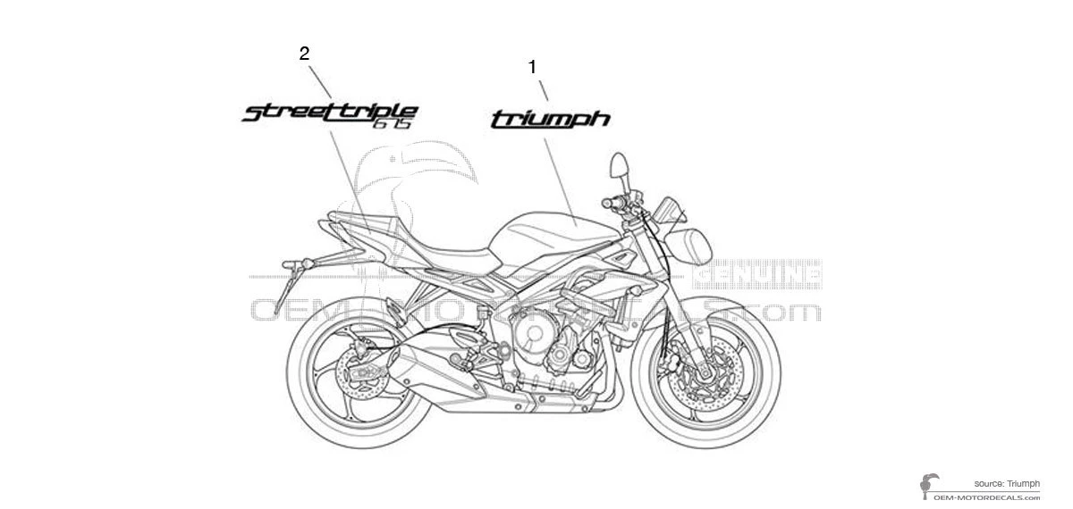 Adesivi per Triumph STREET TRIPLE 675 2015 - Blu • Triumph Adesivi OEM