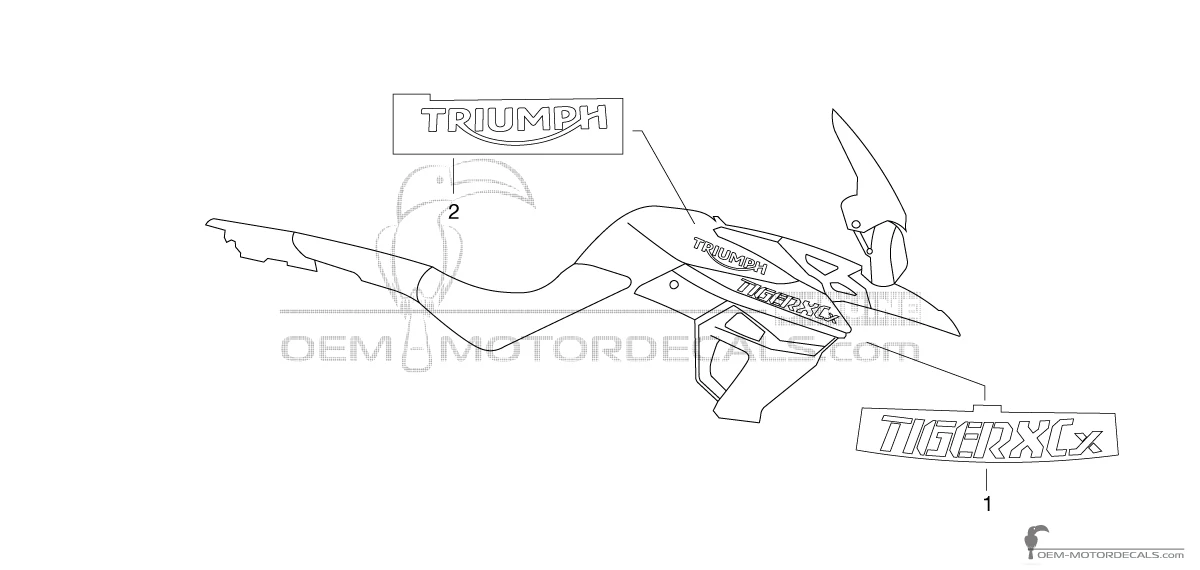 Autocollants pour Triumph TIGER 800XCx 2016 - Blanc • Triumph Autocollants OEM