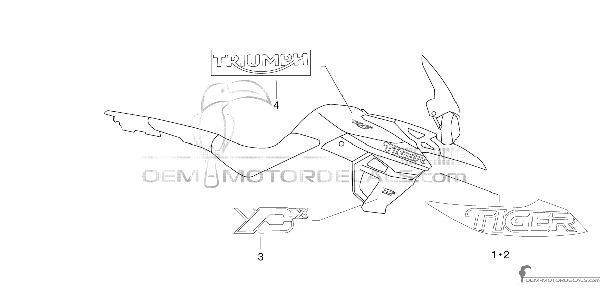 Adesivi per Triumph TIGER 800XCx 2020 - Verde • Triumph Adesivi OEM