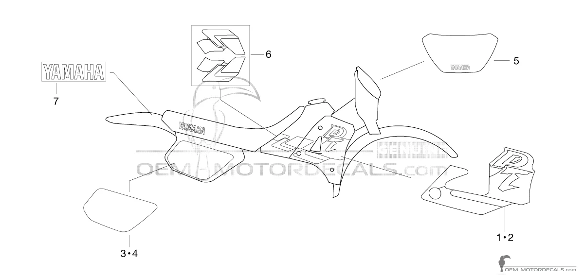 Aufkleber für Yamaha DT125R 1998 - Blau • Yamaha OEM-Aufkleber