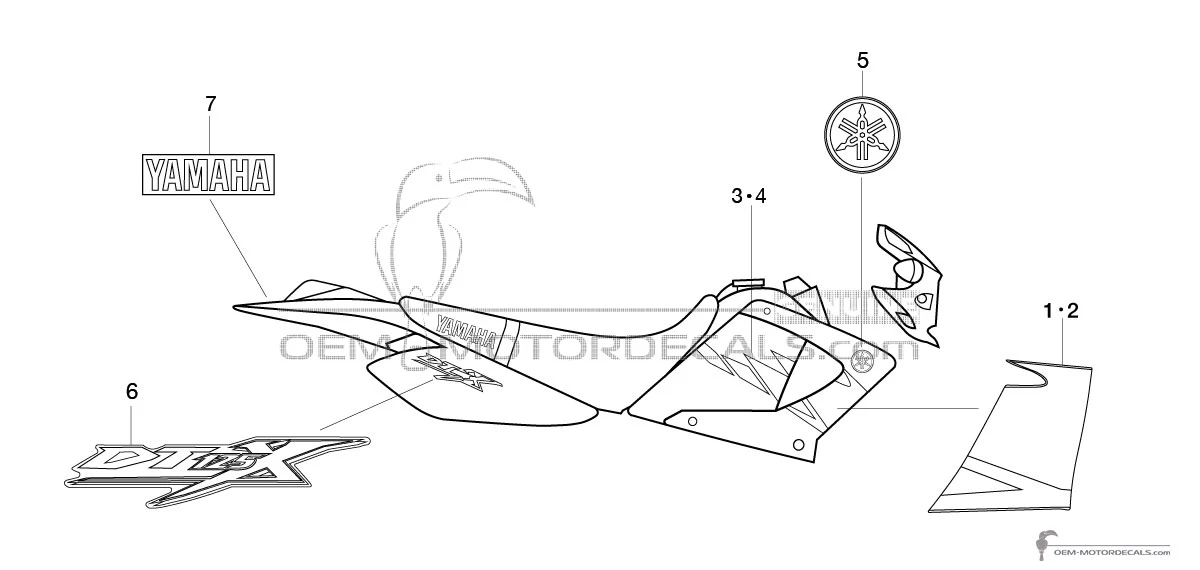 Pegatinas para Yamaha DT125X 2005 - Negro • Yamaha Pegatinas OEM