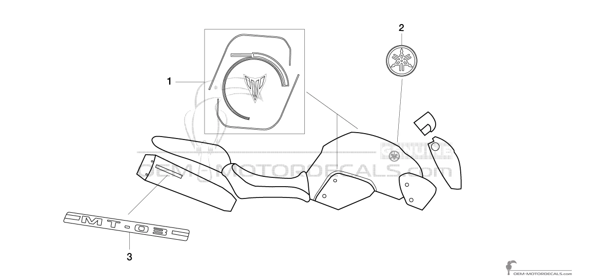 Aufkleber für Yamaha MT03 2007 - Grau • Yamaha OEM-Aufkleber