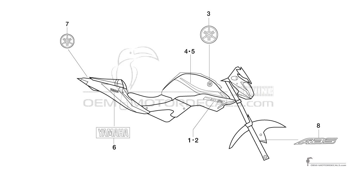 Pegatinas para Yamaha MT03 2019 - Negro • Yamaha Pegatinas OEM