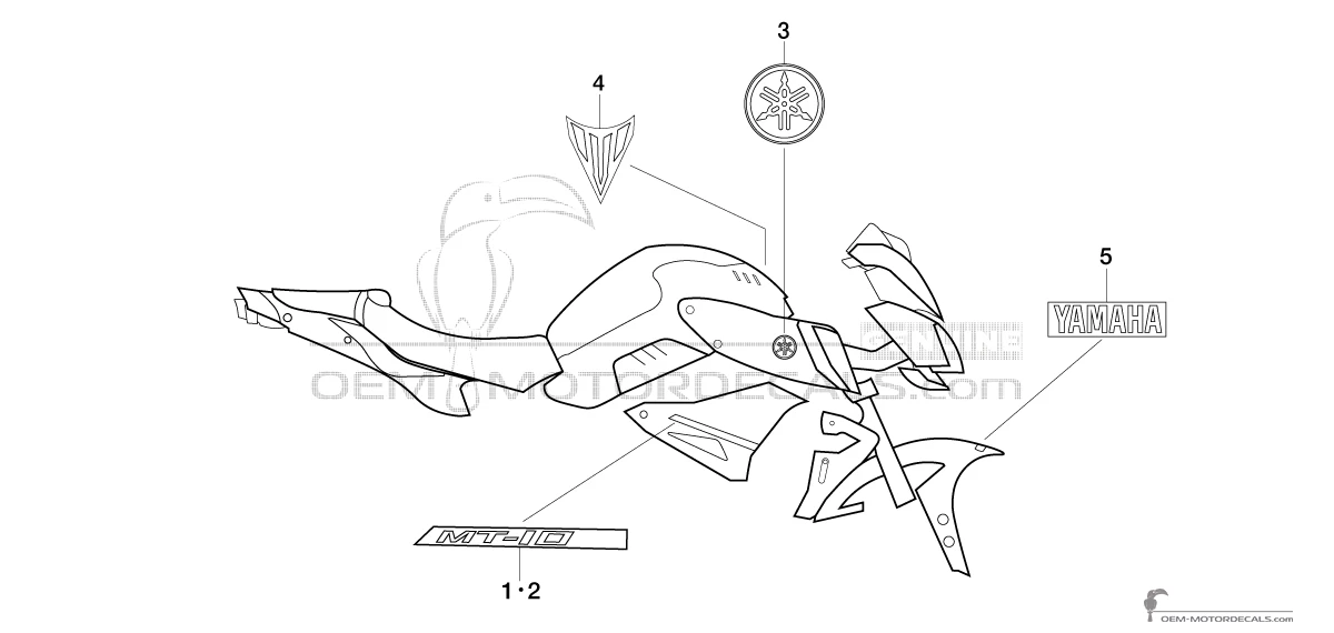 Stickers voor Yamaha MT1o 2020 - Grijs • Yamaha OEM Stickers