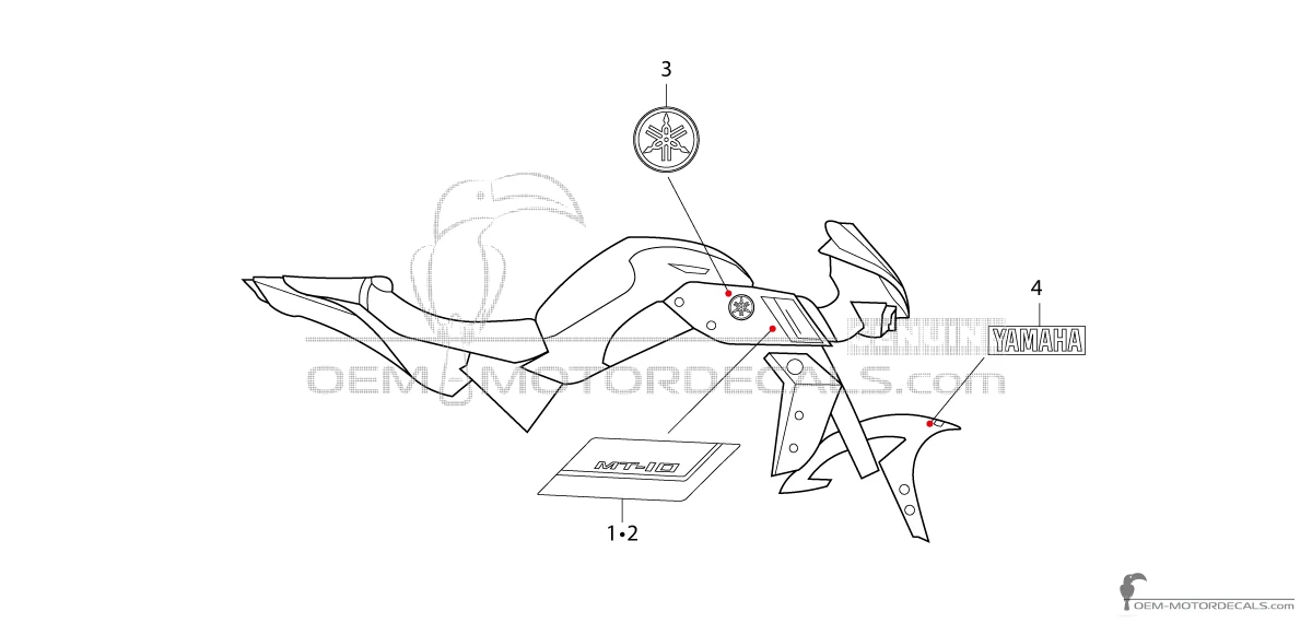 Adesivi per Yamaha MT10 2024 - Grigio scuro • Yamaha Adesivi OEM