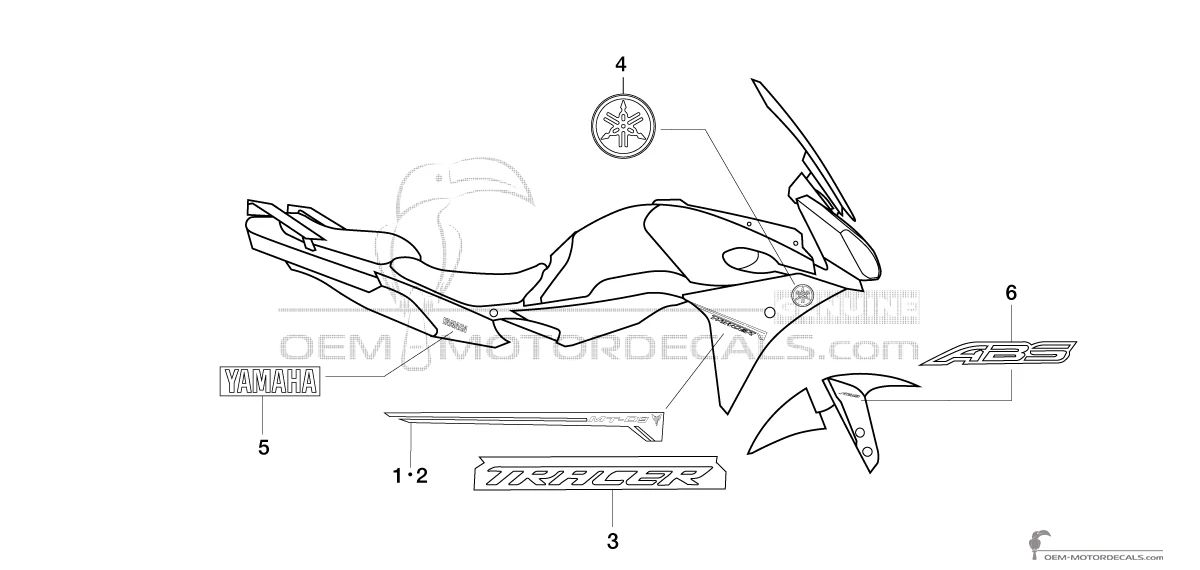Decals for Yamaha TRACER 900 2016 - Silver • Yamaha OEM Decals