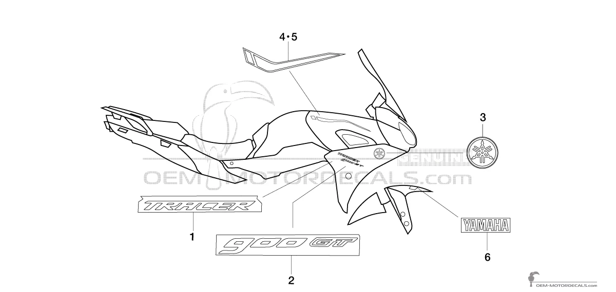 Decals for Yamaha TRACER 900 GT 2019 - Black • Yamaha OEM Decals