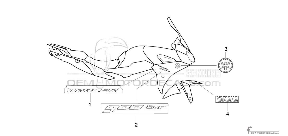 Adesivi per Yamaha TRACER 900 GT 2020 - Blu • Yamaha Adesivi OEM