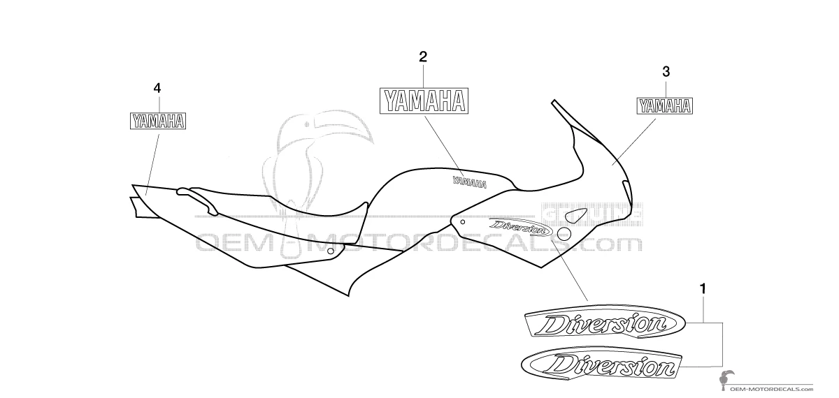 Adesivi per Yamaha XJ600S DIVERSION 1996 - Rosso • Yamaha Adesivi OEM