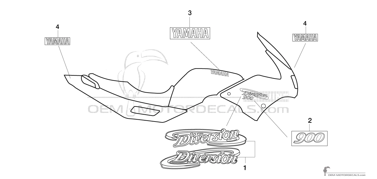 Decals for Yamaha XJ900S DIVERSION 2002 - Blue • Yamaha OEM Decals