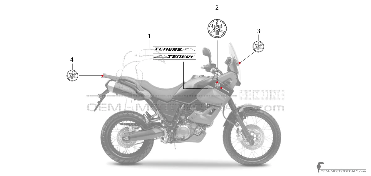Autocollants pour Yamaha XT660Z Tenere 2008 - Noir • Yamaha Autocollants OEM
