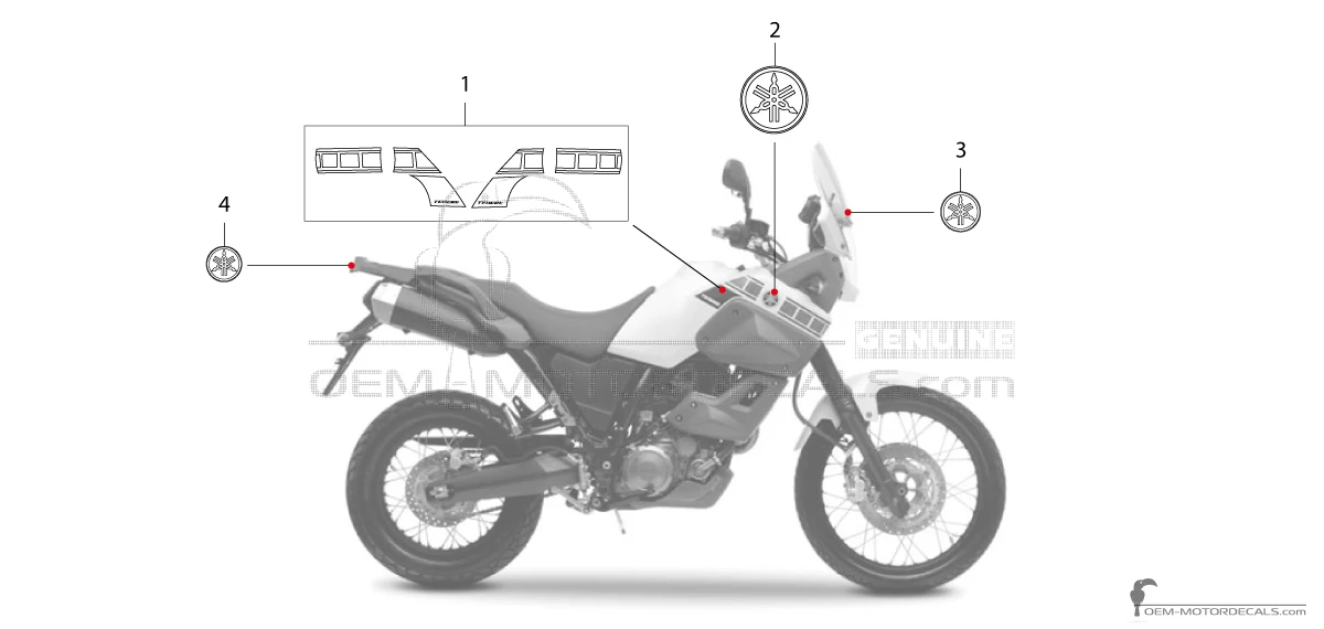Autocollants pour Yamaha XT660Z Tenere 2008 - Blanc • Yamaha Autocollants OEM