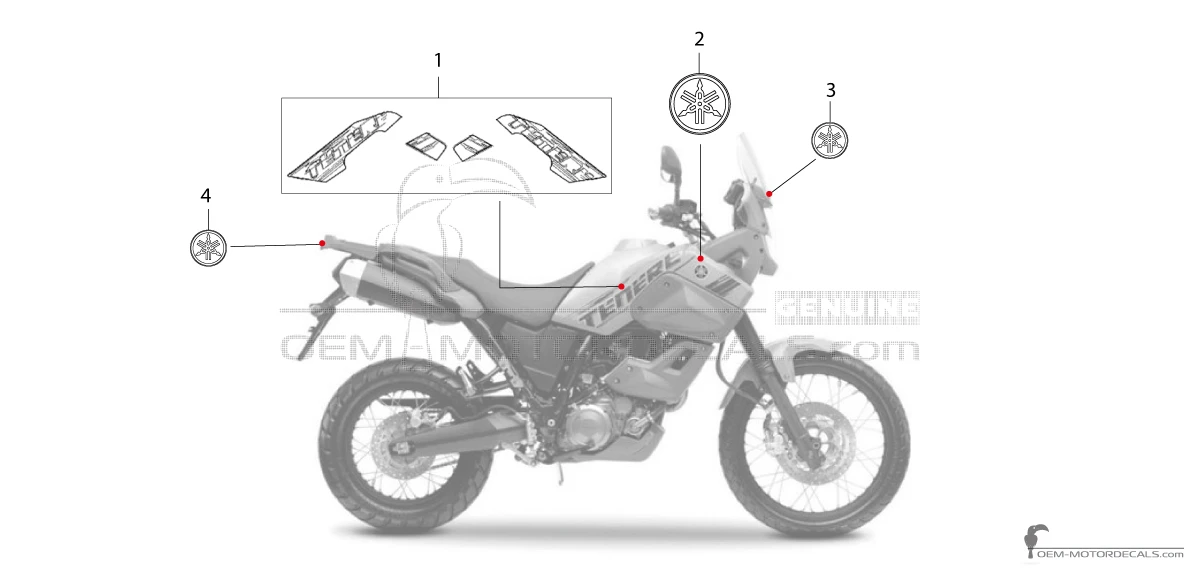 Naklejki do Yamaha XT660Z Tenere 2008 - Żółty • Yamaha Naklejki OEM