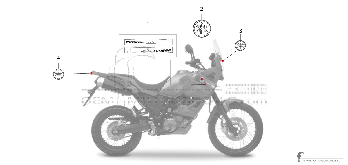 Naklejki do Yamaha XT660Z Tenere 2009 - Czerwony • Yamaha Naklejki OEM