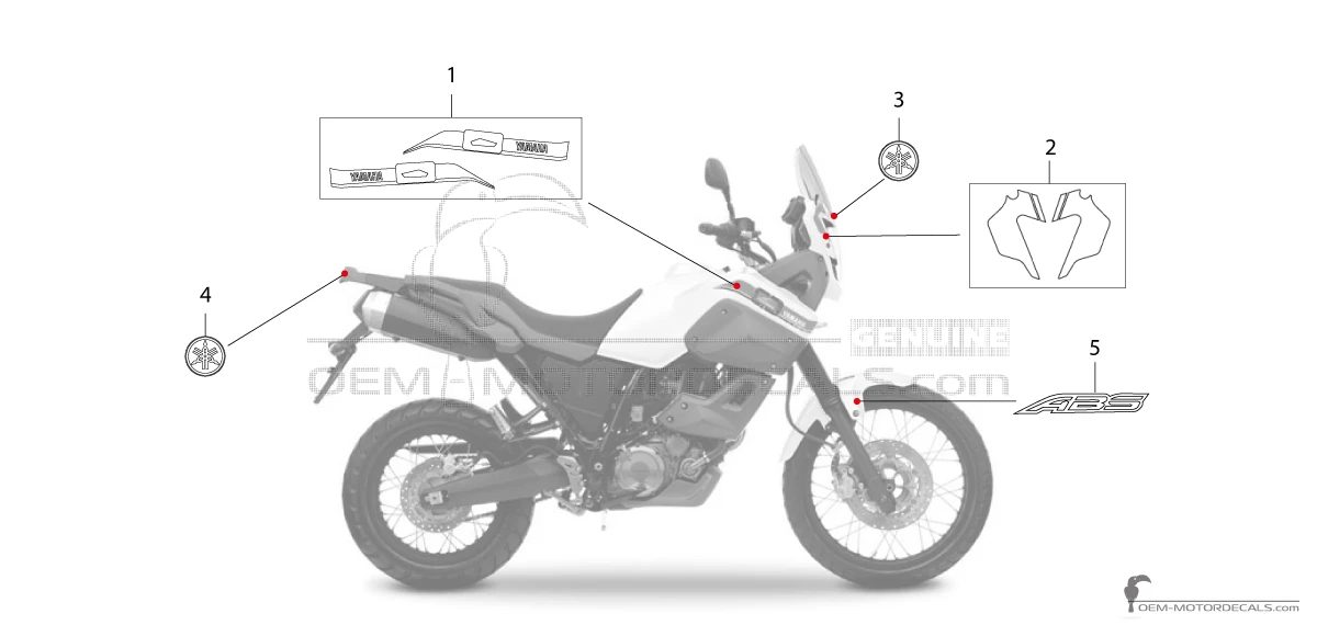 Decals for Yamaha XT660Z Tenere 2012 - White • Yamaha OEM Decals