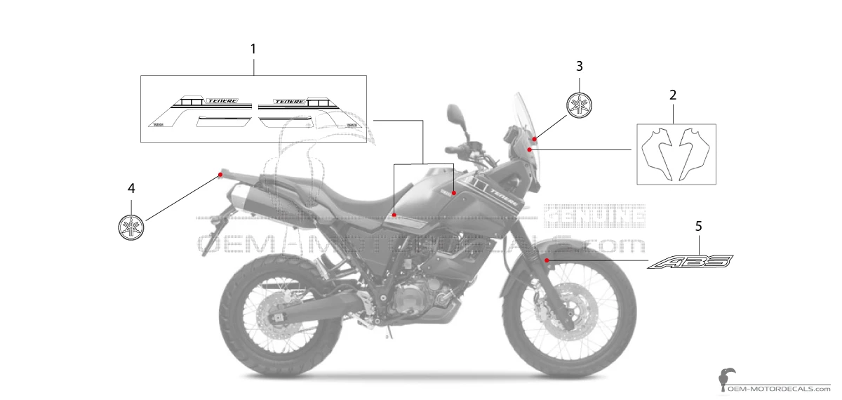 Adesivi per Yamaha XT660Z Tenere 2013 - Blu • Yamaha Adesivi OEM
