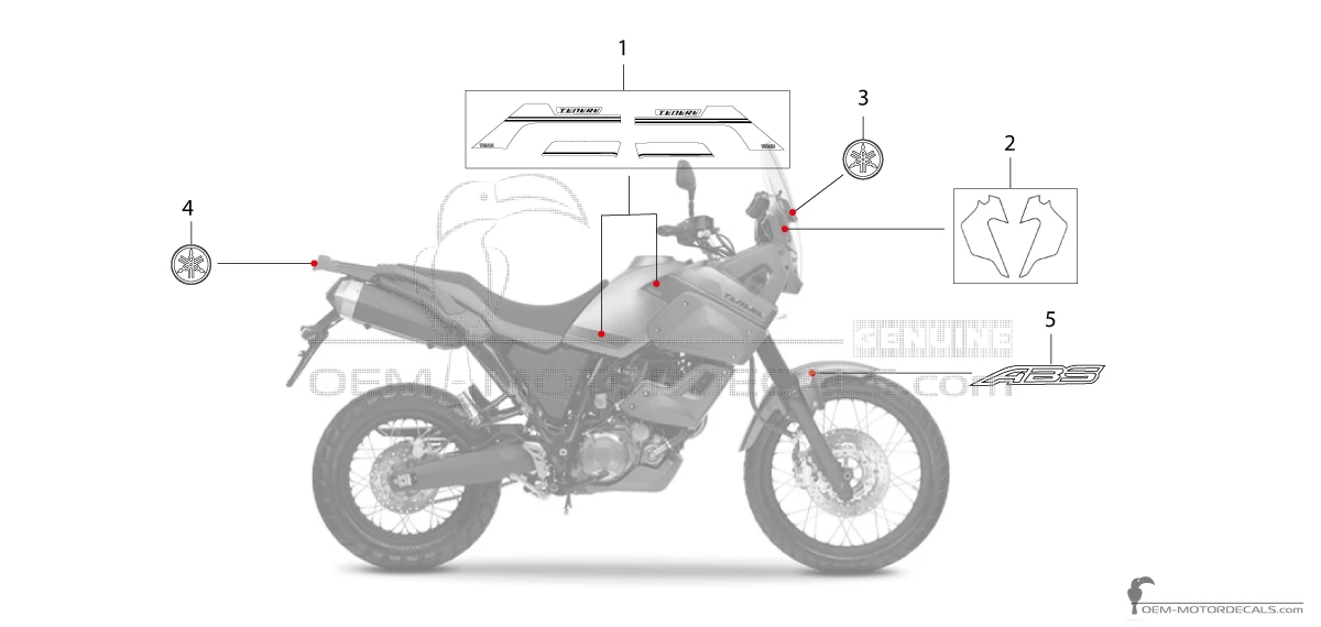 Pegatinas para Yamaha XT660Z Tenere 2013 - Gris • Yamaha Pegatinas OEM