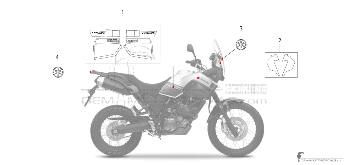 Naklejki do Yamaha XT660Z Tenere 2015 - Biały • Yamaha Naklejki OEM