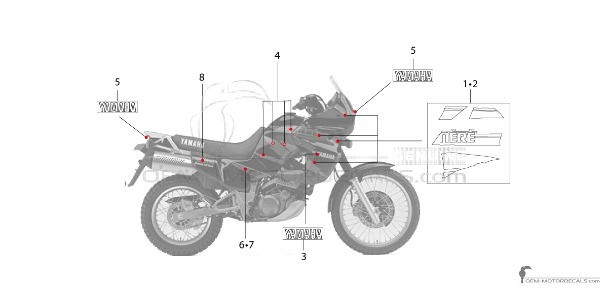 Adesivi per Yamaha XTZ660 TENERE 1994 - Nero • Yamaha Adesivi OEM