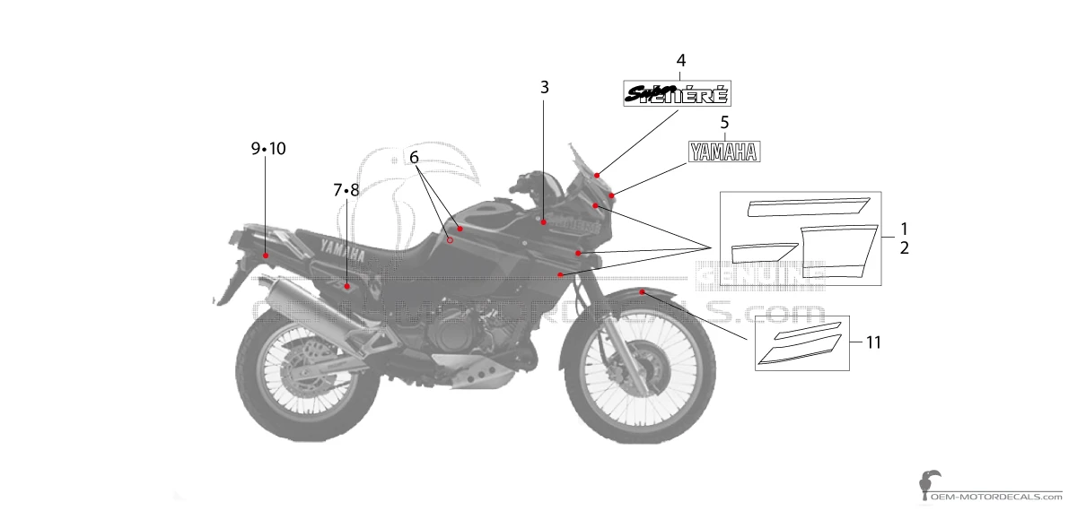 Adesivi per Yamaha XTZ750 Super Tenere 1991 - Nero • Yamaha Adesivi OEM