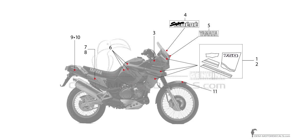 Naklejki do Yamaha XTZ750 Super Tenere 1994 - Niebieski • Yamaha Naklejki OEM