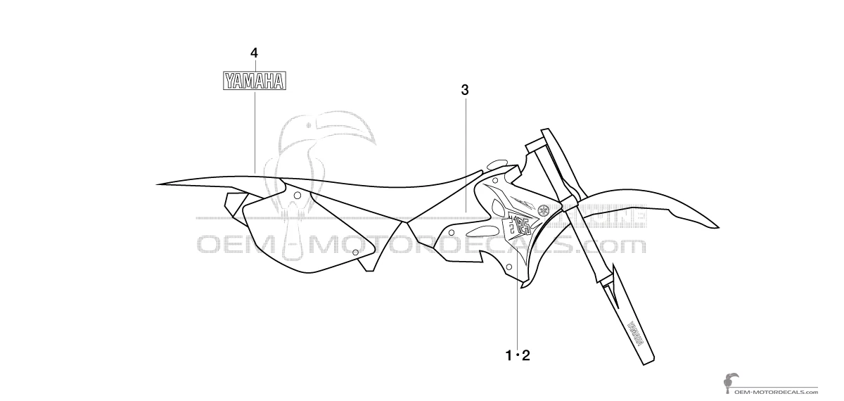 Adesivi per Yamaha YZ125 2014 - Blu • Yamaha Adesivi OEM