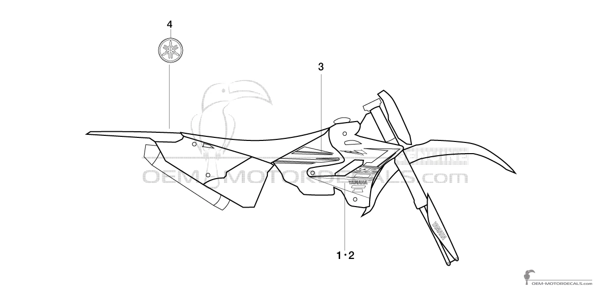 Stickers voor Yamaha YZ125 2020 - Blauw • Yamaha OEM Stickers