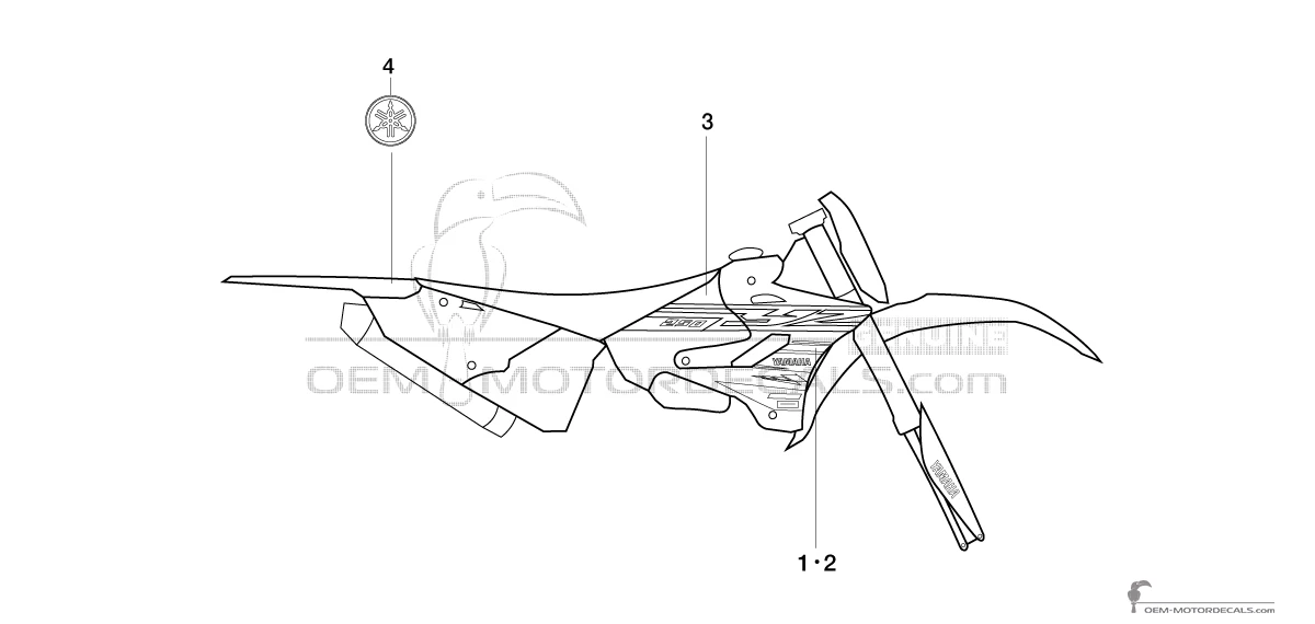 Adesivi per Yamaha YZ250 2019 - Blu • Yamaha Adesivi OEM