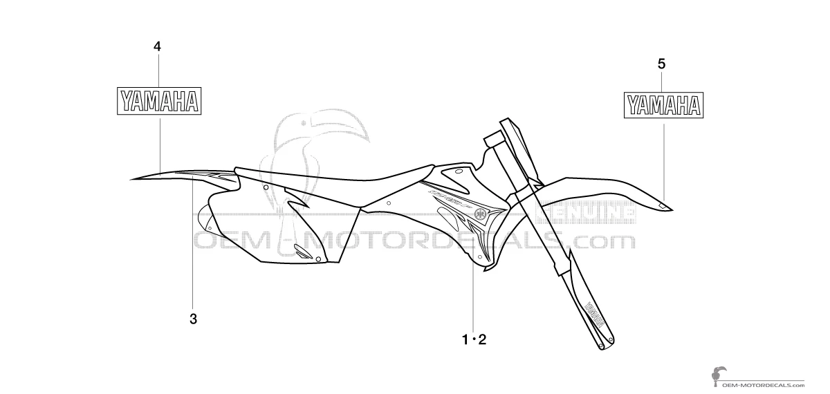 Aufkleber für Yamaha YZ450F 2008 - Weiss • Yamaha OEM-Aufkleber