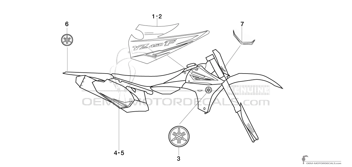 Adesivi per Yamaha YZ450F 2011 - Nero • Yamaha Adesivi OEM