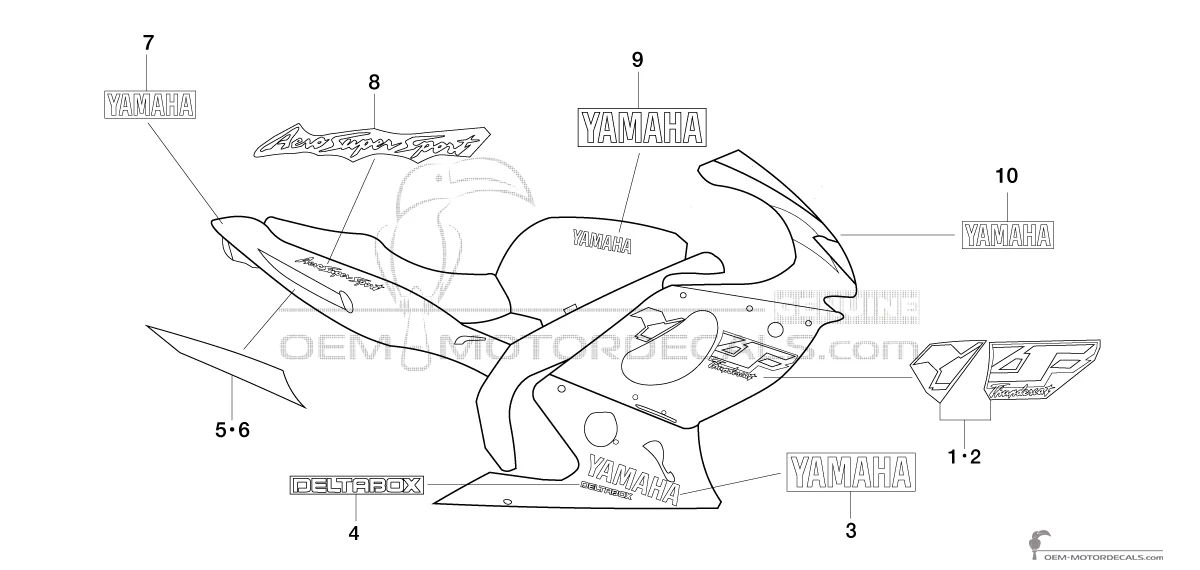Adesivi per Yamaha YZF600R THUNDERCAT 2000 - Rosso • Yamaha Adesivi OEM
