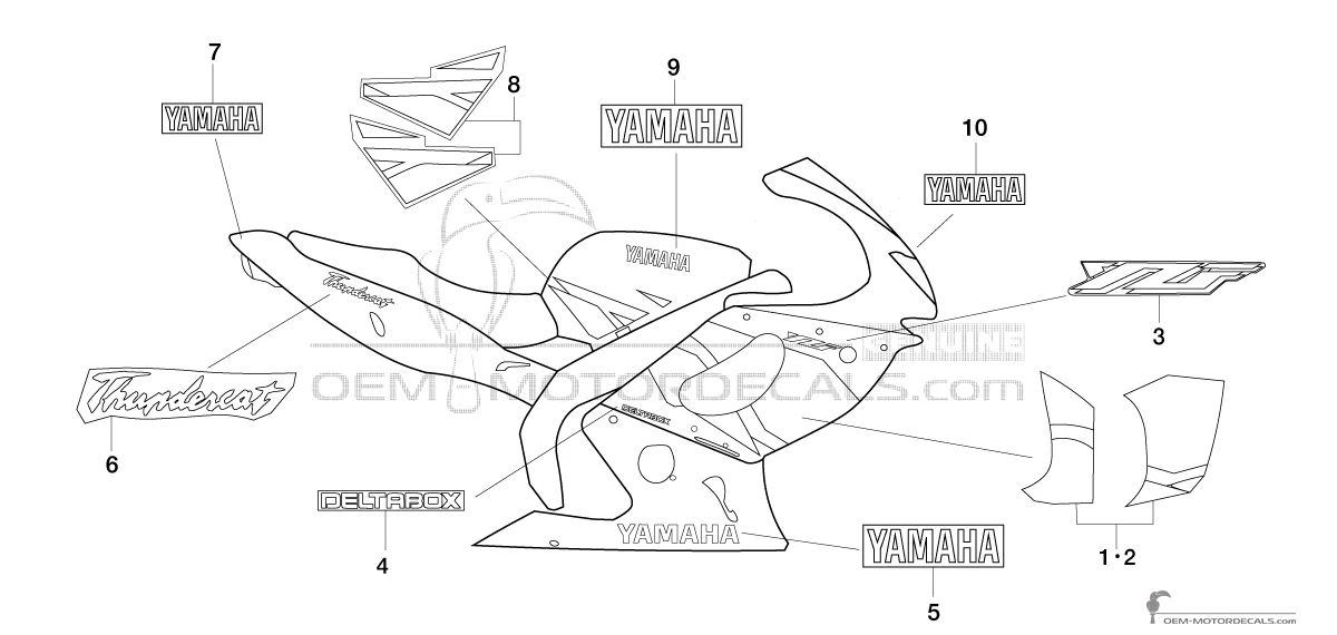 Adesivi per Yamaha YZF600R THUNDERCAT 2002 - Blu • Yamaha Adesivi OEM
