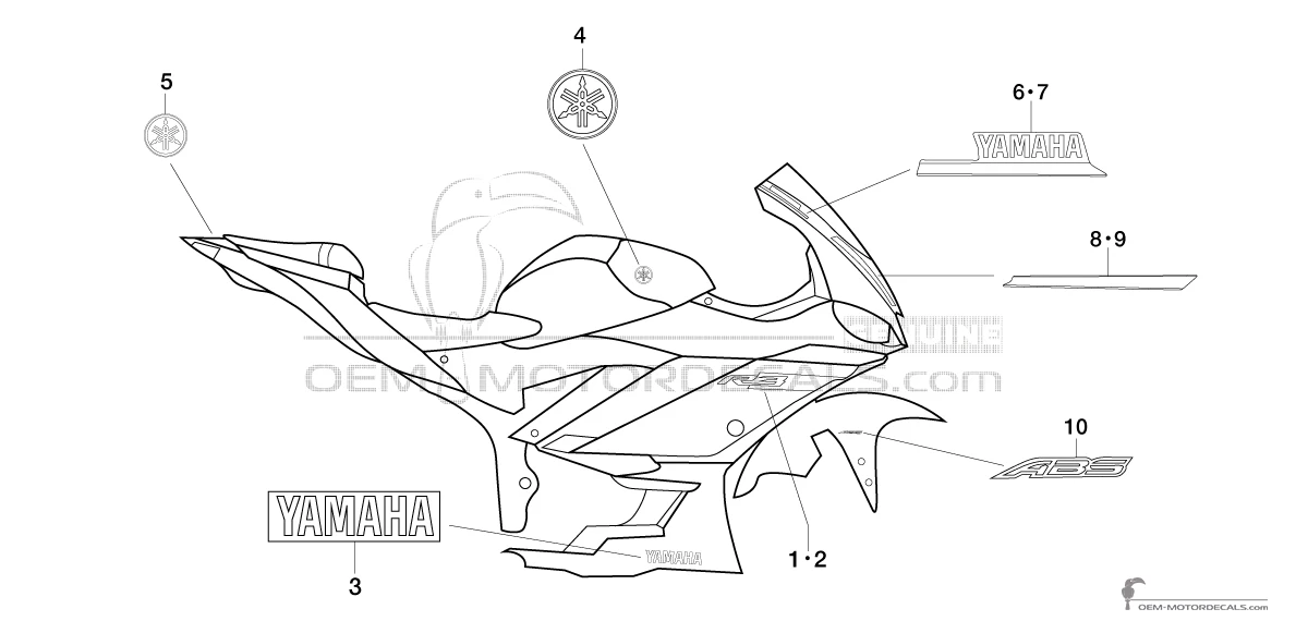 Stickers voor Yamaha YZF R3 2019 - Zwart • Yamaha OEM Stickers