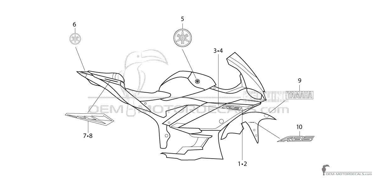 Pegatinas para Yamaha YZF R3 2024 - Blue • Yamaha Pegatinas OEM