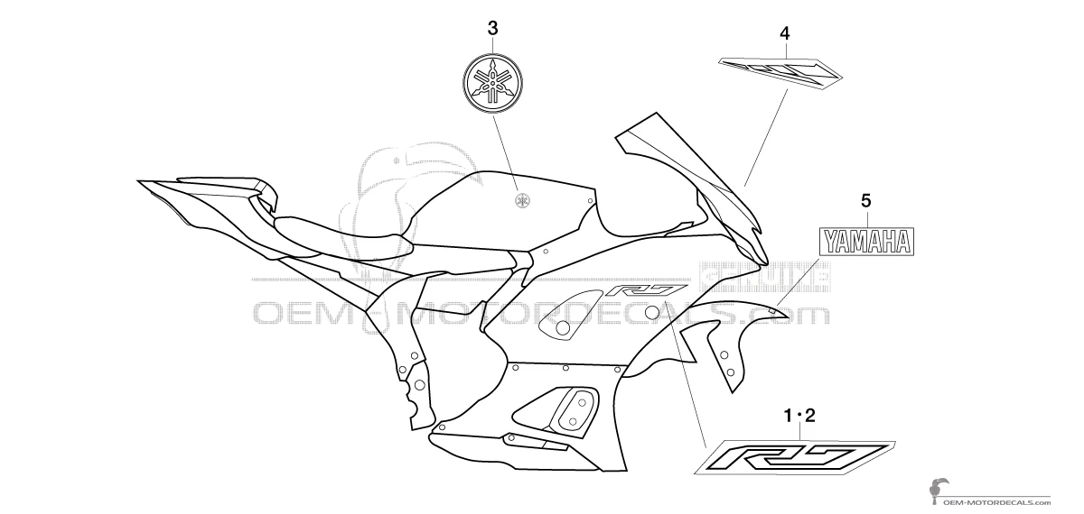 Aufkleber für Yamaha YZF R7 2022 - Blau • Yamaha OEM-Aufkleber
