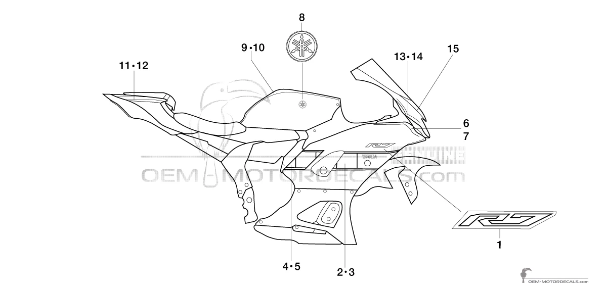Aufkleber für Yamaha YZF R7 2022 - Weiss  (World GP 60th Anniversary) • Yamaha OEM-Aufkleber