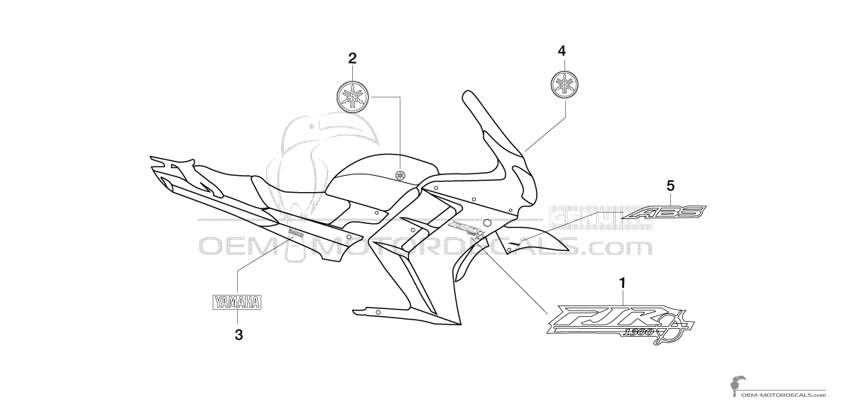 Decals for Yamaha FJR1300 2004 - Silver • Yamaha OEM Decals