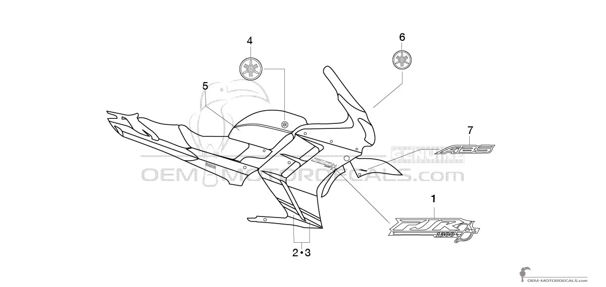 Adesivi per Yamaha FJR1300 2005 - Argento • Yamaha Adesivi OEM
