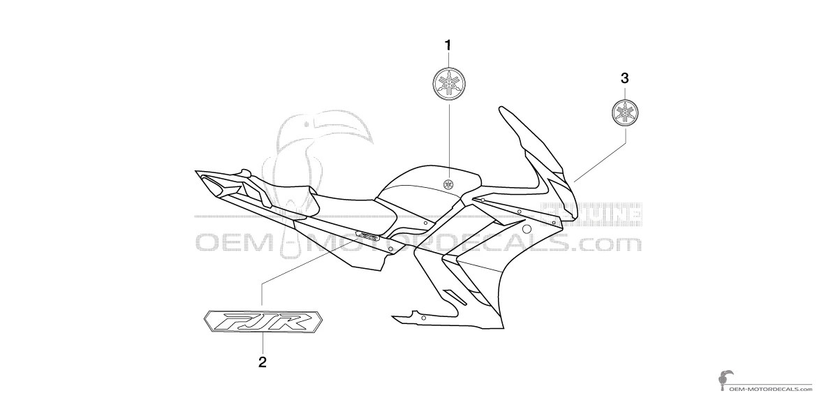 Adesivi per Yamaha FJR1300 2010 - Grigio scuro • Yamaha Adesivi OEM