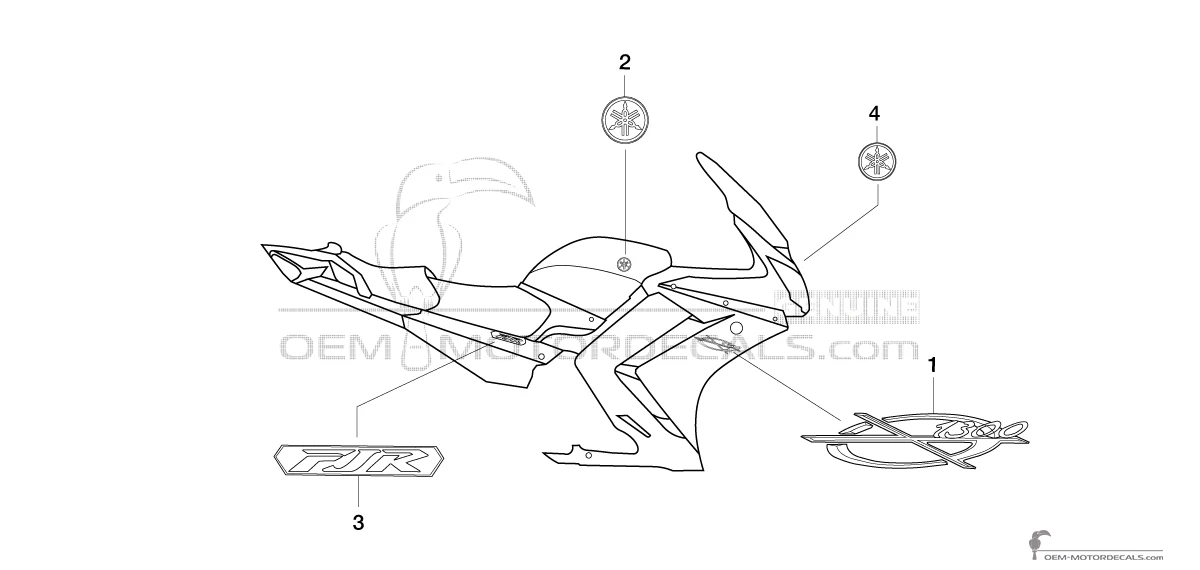 Aufkleber für Yamaha FJR1300 2011 - Silber • Yamaha OEM-Aufkleber