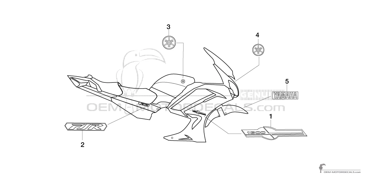 Adesivi per Yamaha FJR1300 2014 - Rosso • Yamaha Adesivi OEM