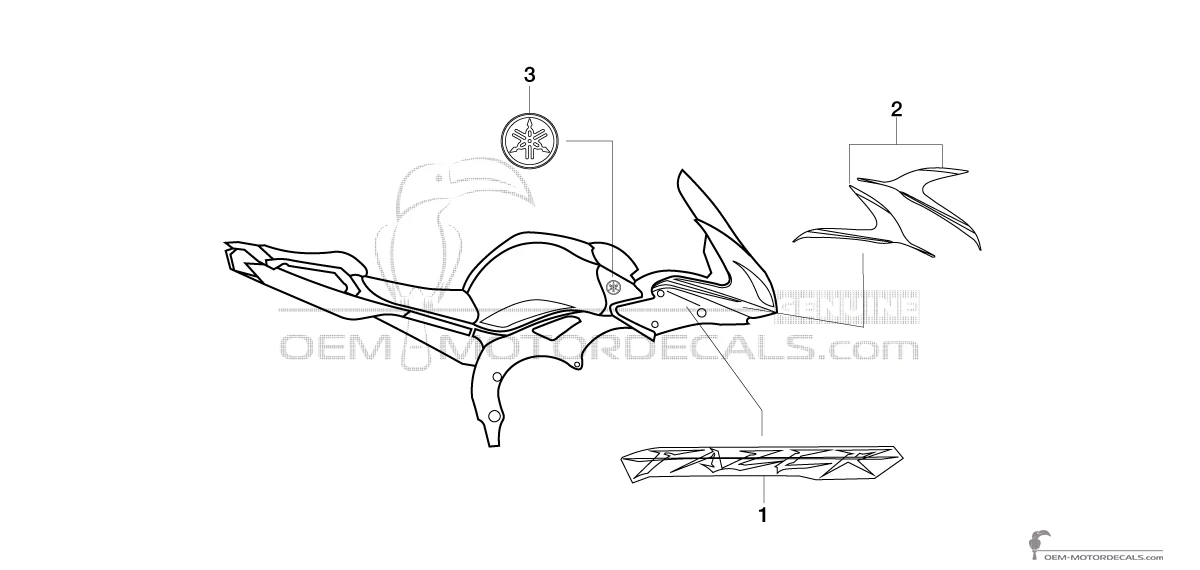 Adesivi per Yamaha FZ1S FAZER 2007 - Rosso • Yamaha Adesivi OEM