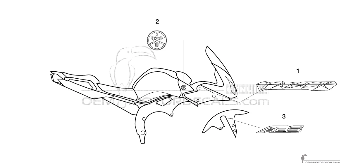 Stickers voor Yamaha FZ1S FAZER 2008 - Zwart • Yamaha OEM Stickers
