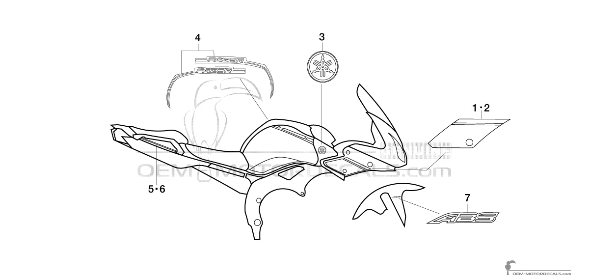 Stickers voor Yamaha FZ1S FAZER 2011 - Rood • Yamaha OEM Stickers