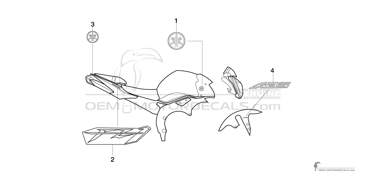 Pegatinas para Yamaha FZ1N 2008 - Plata • Yamaha Pegatinas OEM