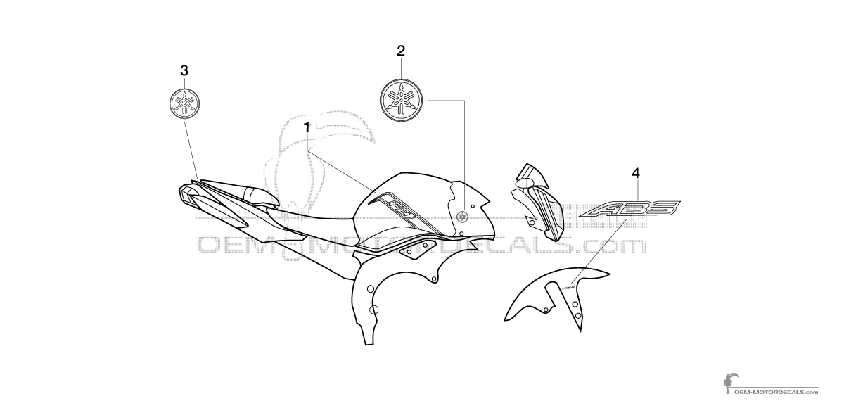 Adesivi per Yamaha FZ1N 2012 - Bianco • Yamaha Adesivi OEM