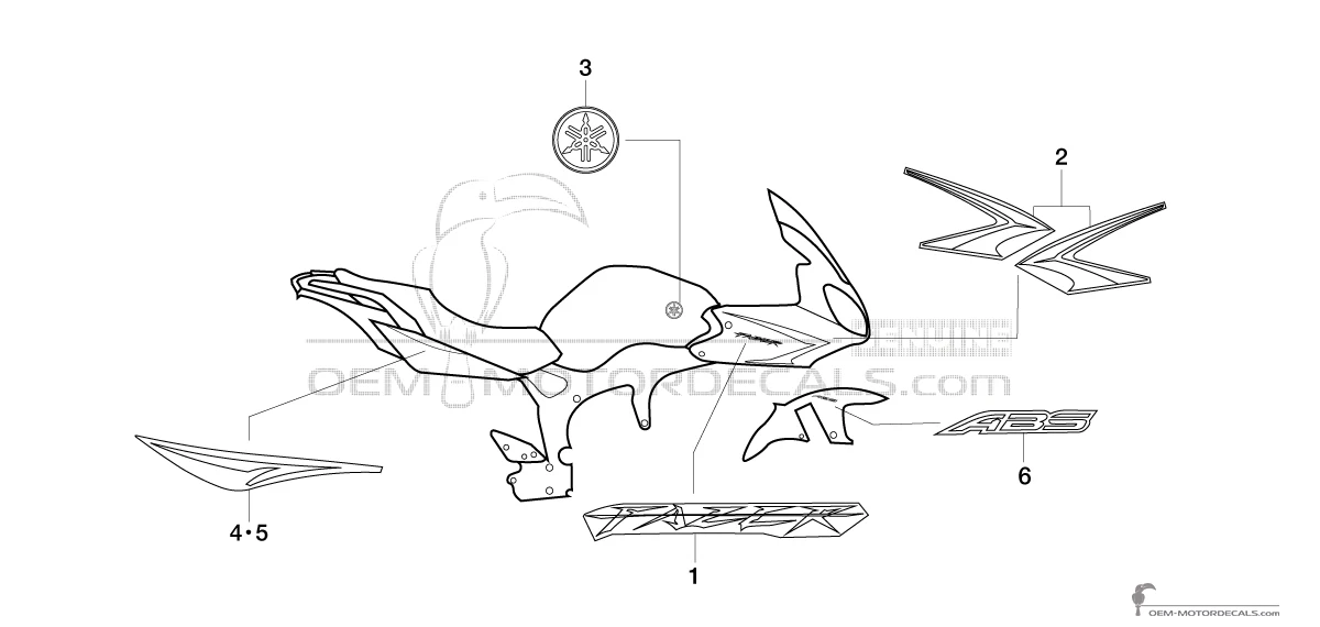 Stickers voor Yamaha FZ6S FAZER 2007 - Zwart • Yamaha OEM Stickers